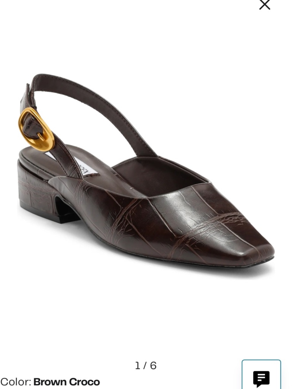Steve Madden Brown Croco Slingback Low Block Heel